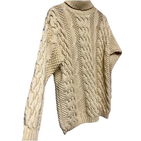 Classiques Entiner 100% Merino Wool Cream cable sweater cottagecore fisherman S - Picture 8 of 8